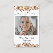 白エレガント葬記念祈りの言葉写真カード 名刺 (正面)