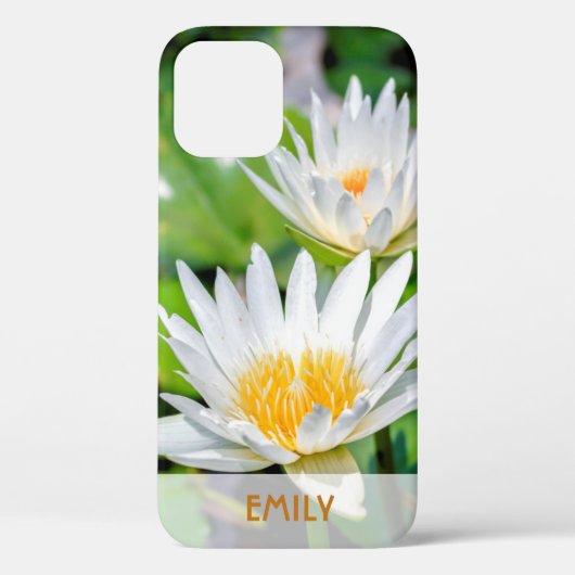白エレガント蓮の花パーソナライズされた名 Case-Mate iPhoneケース (裏面)