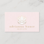 白エレガント蓮の花ピンクサロンとスパ 名刺 (正面)