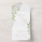 白エレガント薄紫フローラ結婚の金ゴールド文字すべてI オールインワン招待状 (内側)