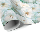白エレガント薔薇の花柄 ラッピングペーパー (ロールコーナー)