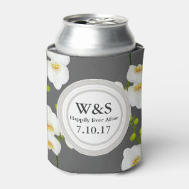 白エレガント蘭とグレイ結婚ズ 缶クーラー