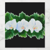 白エレガント蘭の水の色のフローラ絵を描 ワインラベル (シングルラベル)