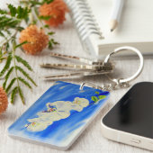 白エレガント蘭の水絵を描色 キーホルダー (正面右)