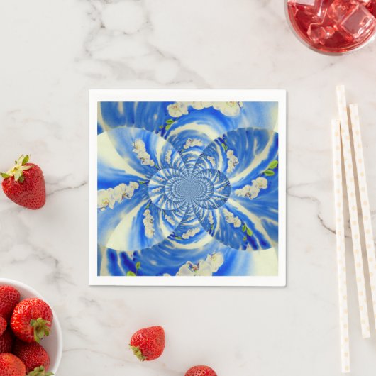 白エレガント蘭の水絵を描色 スタンダードカクテルナプキン (インサイチュ)