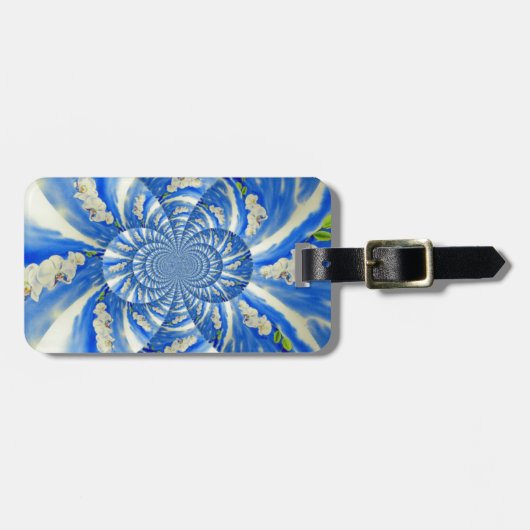 白エレガント蘭の水絵を描色 ラゲッジタグ (正面横)