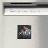 白エレガント蘭の結婚式をオーバーレイ日付を保存 マグネット (インサイチュ (食洗機))