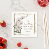 白エレガント蘭の聖句結婚 スタンダードカクテルナプキン (インサイチュ)