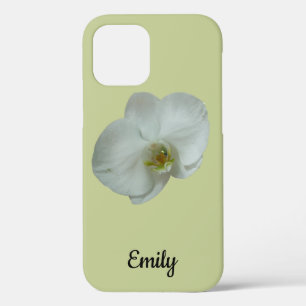 白エレガント蘭の花植物学 iPhone 12ケース