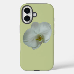 白エレガント蘭の花植物学 iPhone 16ケース