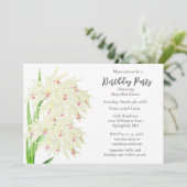 白エレガント蘭の誕生日パーティー 招待状 (スタンド正面)