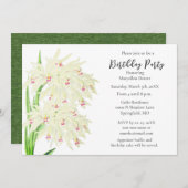 白エレガント蘭の誕生日パーティー 招待状 (正面/裏面)