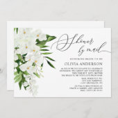 白エレガント蘭バーチャルブライダルシャワーバイメール 招待状 (正面/裏面)