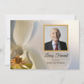 白エレガント蘭フラワーリビング葬儀パーティー 招待状 (正面)