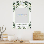 白エレガント蘭ブライダルシャワーフォトフレーム ポスター (キッチン)