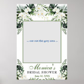 白エレガント蘭ブライダルシャワーフォトフレーム ポスター (正面)