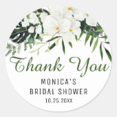 白エレガント蘭ボヘミアフローラありがとう ラウンドシール (正面)