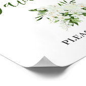 白エレガント蘭ボヘミアンの結婚看板 ポスター (角)