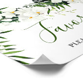 白エレガント蘭ボヘミアンの結婚看板 ポスター (角)