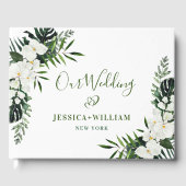 白エレガント蘭ボヘミアンブライダルシャワー写真 ゲストブック (正面)