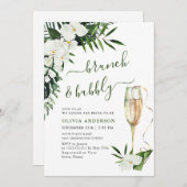 白エレガント蘭ボヘミアンブランチ&バブリー 招待状 (正面/裏面)