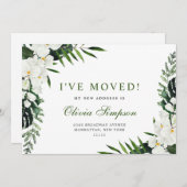 白エレガント蘭ボヘミアン発表カード 案内状 (正面/裏面)