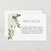 白エレガント蘭ボヘミアン結婚ズ詳細 エンクロージャーカード (正面/裏面)