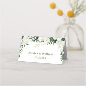 白エレガント蘭ボヘミアン結婚フローラ プレイスカード (裏面)