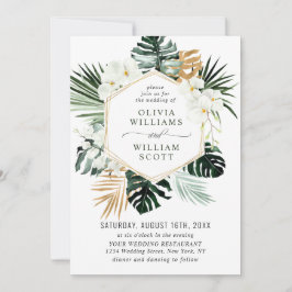 白エレガント蘭ボヘミアン緑結婚園 招待状