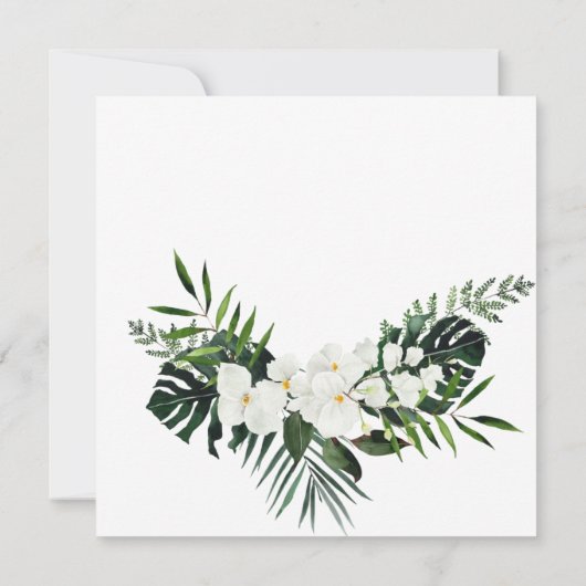 白エレガント蘭ボヘミアン緑結婚園 招待状 (裏面)