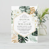 白エレガント蘭ボヘミアン緑結婚園 招待状 (スタンド正面)