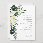 白エレガント蘭ボヘミアン緑結婚園 招待状 (正面)