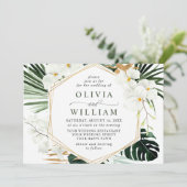 白エレガント蘭ボヘミアン緑結婚園 招待状 (スタンド正面)