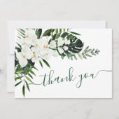 白エレガント蘭ボヘミ結婚アのフローラ サンキューカード (正面)