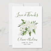 白エレガント蘭ボヘミ結婚アのフローラ サンキューカード (正面)