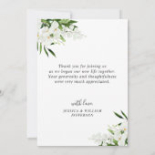 白エレガント蘭ボヘミ結婚アのフローラ サンキューカード (裏面)