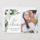 白エレガント蘭ボヘミ結婚アの写真 サンキューカード (正面)