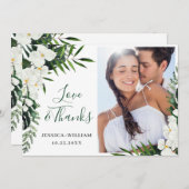 白エレガント蘭ボヘミ結婚アの写真 サンキューカード (正面/裏面)