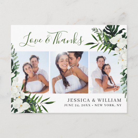 白エレガント蘭ボヘミ結婚アンありがとう ポストカード (正面)
