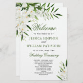 白エレガント蘭ボー結婚ホ式プログラム (正面/裏面)