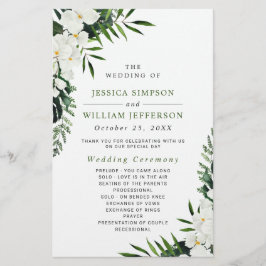 白エレガント蘭ボー結婚ホ式プログラム