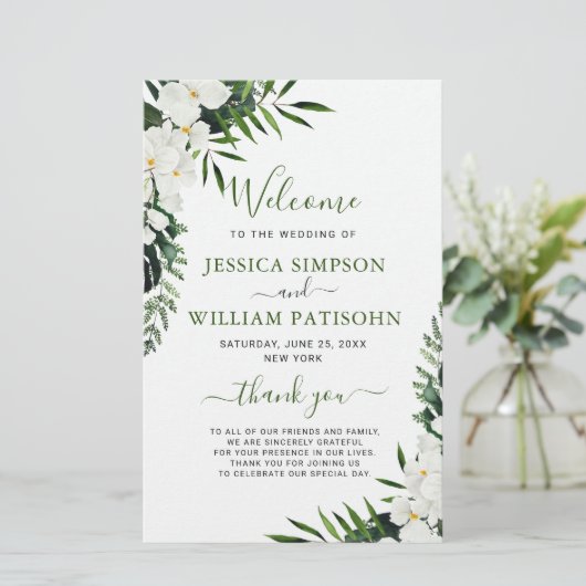 白エレガント蘭ボー結婚ホ式プログラム (スタンド正面)