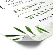 白エレガント蘭リハーサルディナーウェルカムサイン ポスター (角)