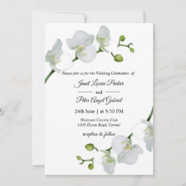 白エレガント蘭結婚式招待状 招待状