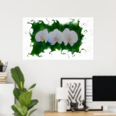 白エレガント蘭絵画の熱帯フローラ ポスター (ホームオフィス)