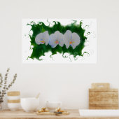 白エレガント蘭絵画の熱帯フローラ ポスター (キッチン)