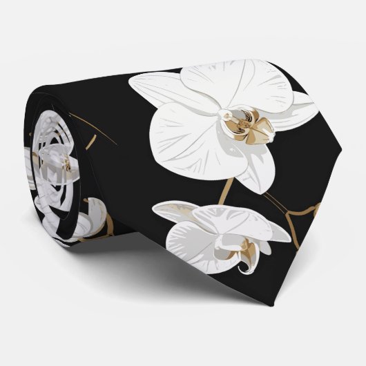 白エレガント蘭 ネクタイ (ロール)