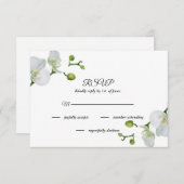 白エレガント蘭RSVPカード 出欠カード (正面/裏面)