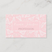 白エレガント蝶ピンクデザイン 名刺 (正面)