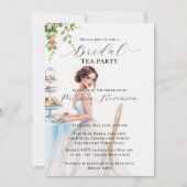 白エレガント衣の花嫁ブライダル茶パーティー 招待状 (正面)